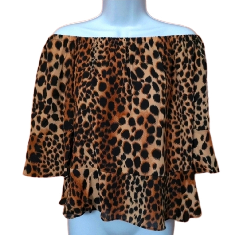 Revolve Three Eighty Two Leopard Off Shoulder Top Small NWT